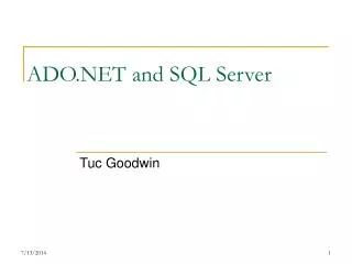 ADO.NET and SQL Server
