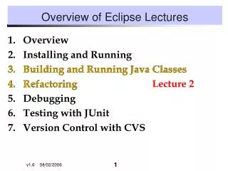 Overview of Eclipse Lectures