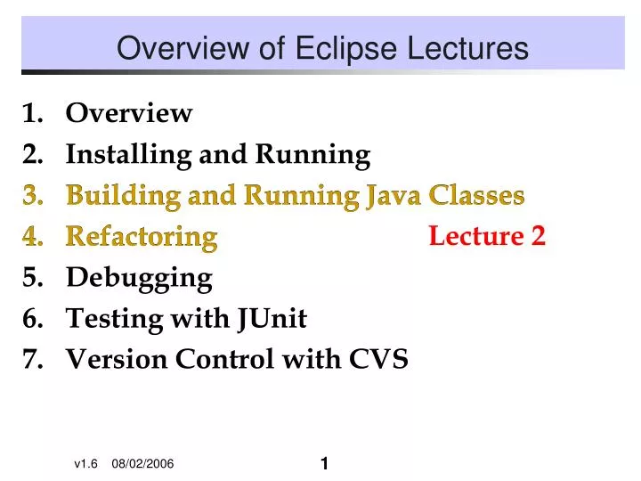 overview of eclipse lectures