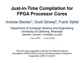 Just-in-Time Compilation for FPGA Processor Cores