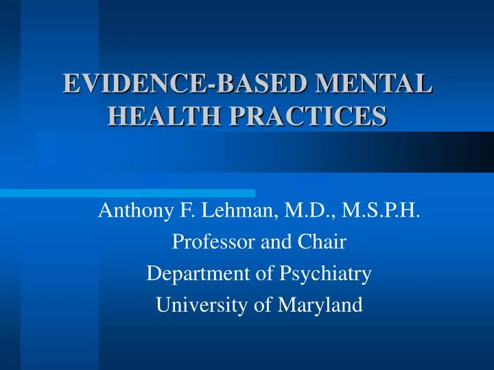 evidence based mental health practices
