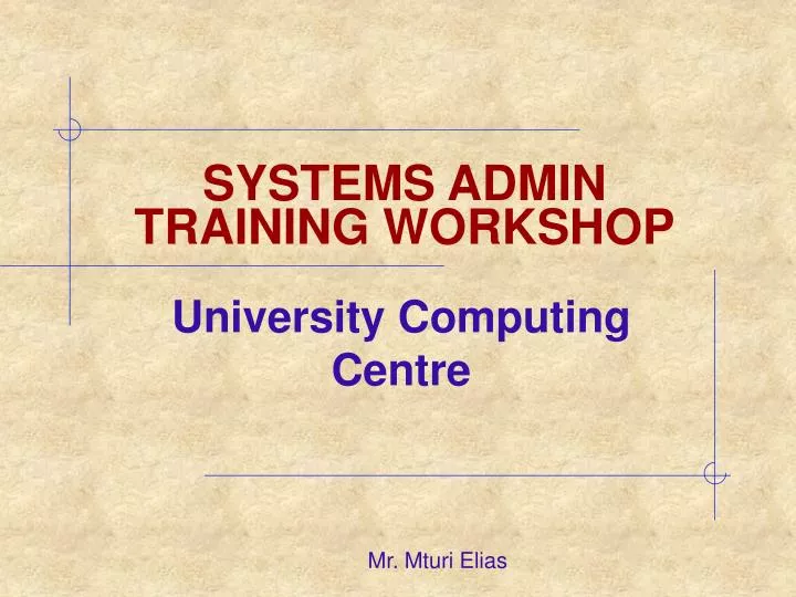 systems admin training workshop