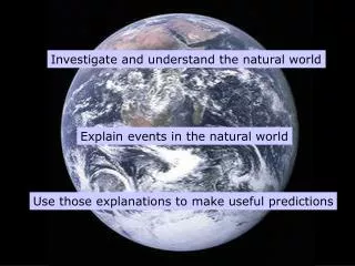 Investigate and understand the natural world