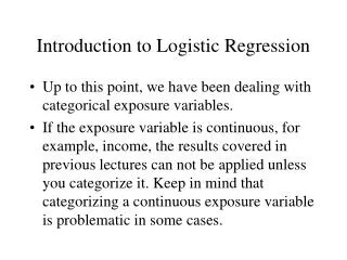 Introduction to Logistic Regression