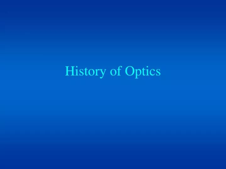 history of optics