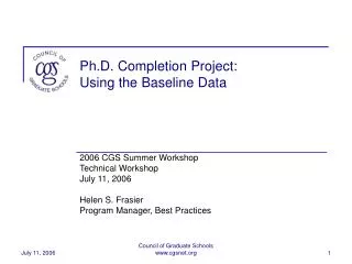 Ph.D. Completion Project: Using the Baseline Data