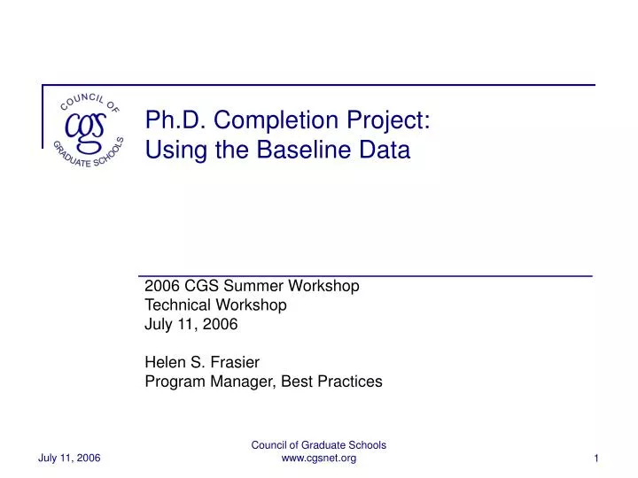 ph d completion project using the baseline data