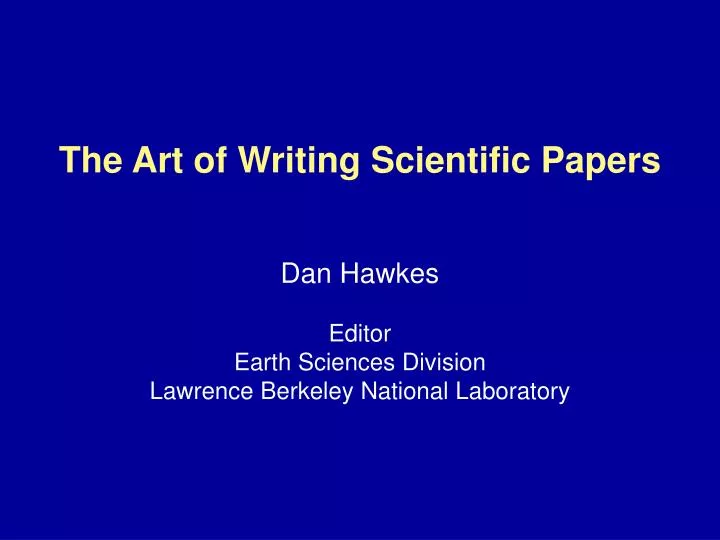 the art of writing scientific papers