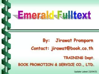 by jirawat promporn contact jirawat@book co th