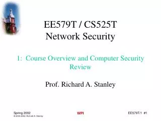 EE579T / CS525T Network Security 1: Course Overview and Computer Security Review