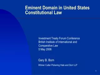 Eminent Domain in United States Constitutional Law