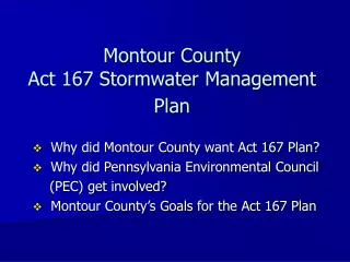 Montour County Act 167 Stormwater Management Plan