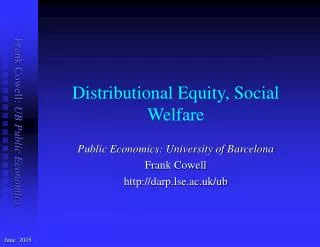 Distributional Equity, Social Welfare