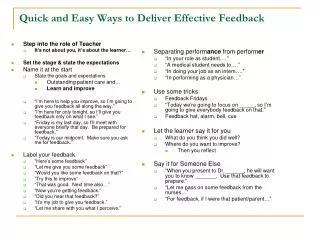 Quick and Easy Ways to Deliver Effective Feedback