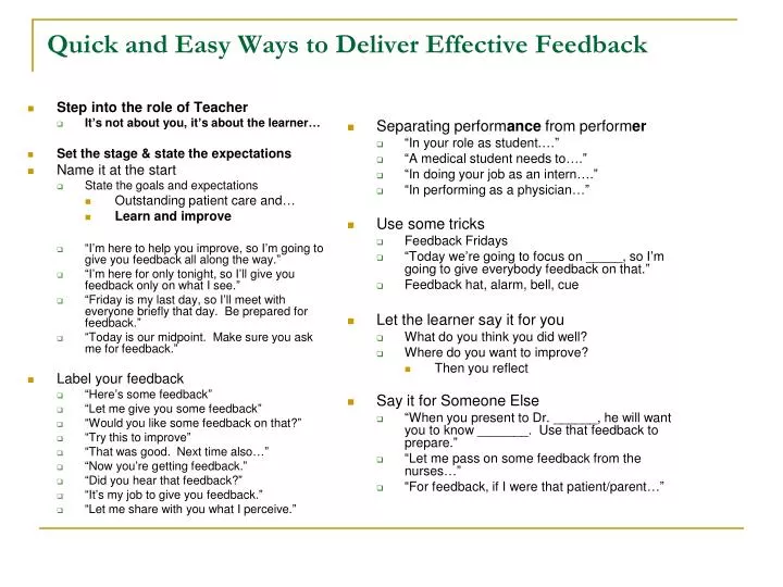 quick and easy ways to deliver effective feedback