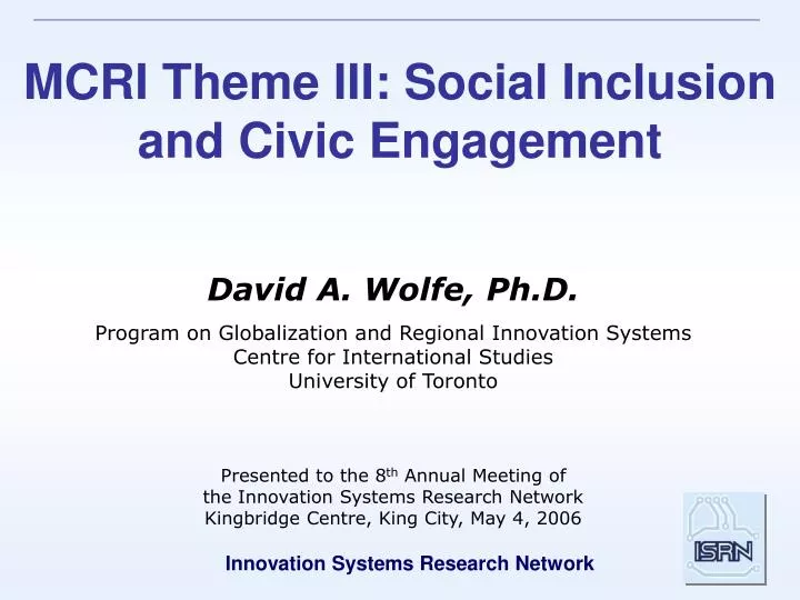 mcri theme iii social inclusion and civic engagement