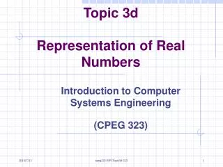 Topic 3d Representation of Real Numbers