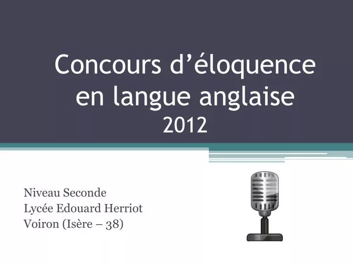 concours d loquence en langue anglaise 2012