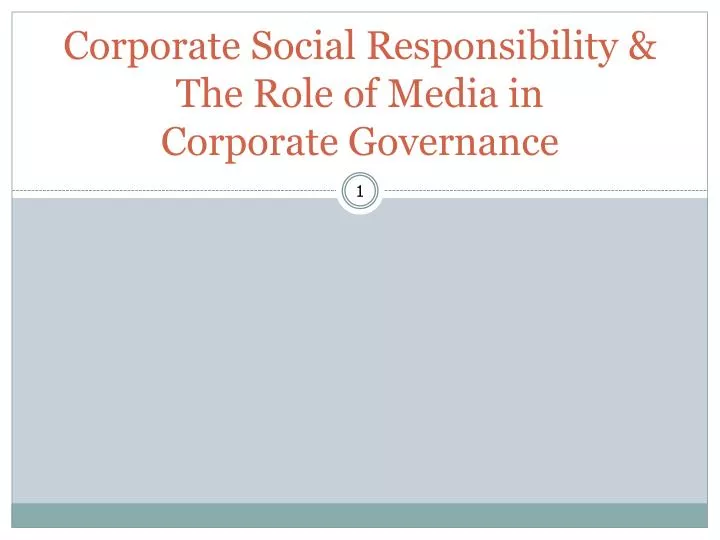 corporate social responsibility the role of media in corporate governance