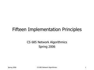 Fifteen Implementation Principles