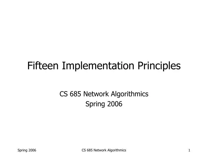 fifteen implementation principles