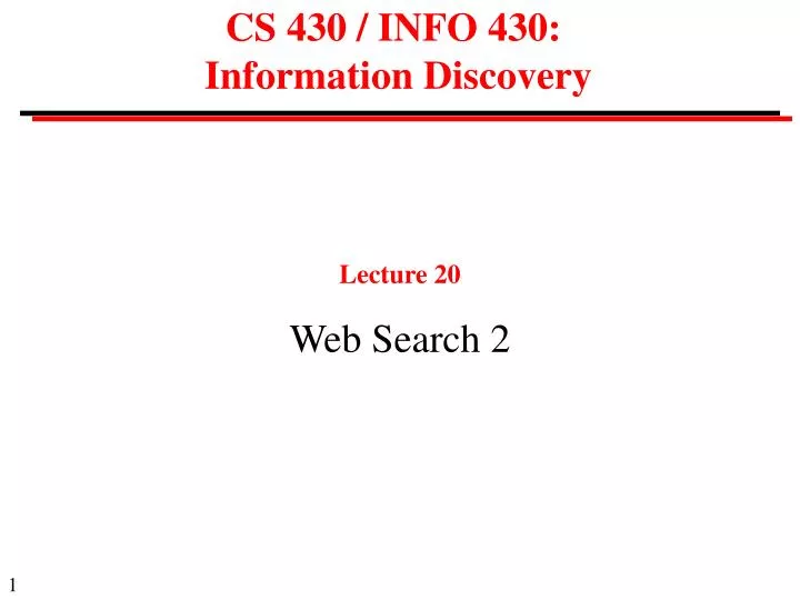 cs 430 info 430 information discovery
