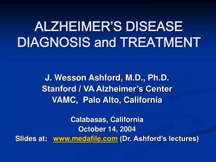 alzheimer s disease diagnosis and treatment