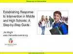 Establishing Response to Intervention in Middle and High Schools: A Step-by-Step Guide Jim Wright www.interventioncentra - slide 1