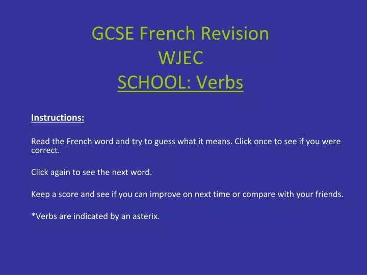 gcse french revision wjec school verbs