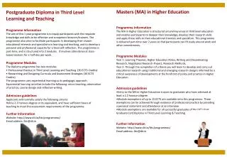 Masters (MA) in Higher Education Programme Information