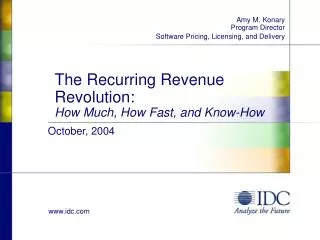 The Recurring Revenue Revolution: How Much, How Fast, and Know-How