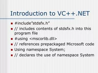 Introduction to VC++.NET