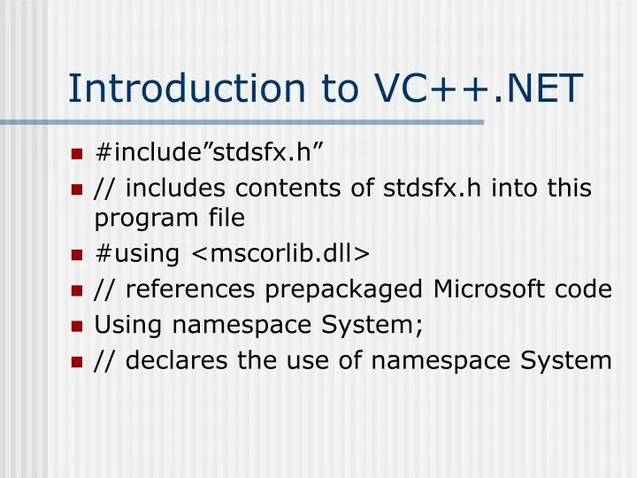 introduction to vc net
