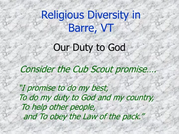 religious diversity in barre vt