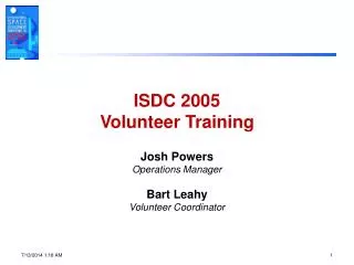 ISDC 2005 Volunteer Training