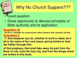Why No Church Suppers???