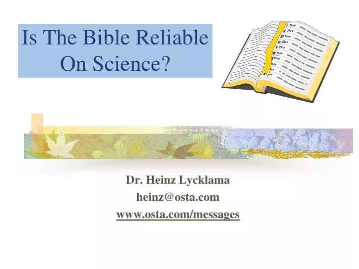 is the bible reliable on science