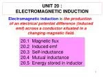 UNIT 20 : ELECTROMAGNETIC INDUCTION - slide 1