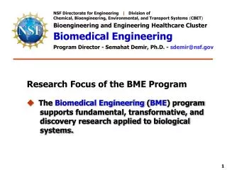 NSF Directorate for Engineering | Division of Chemical, Bioengineering, Environmental, and Transport Systems ( CB