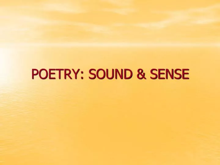poetry sound sense