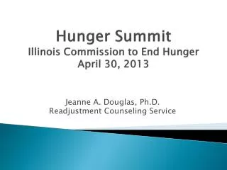 Hunger Summit Illinois Commission to End Hunger April 30, 2013