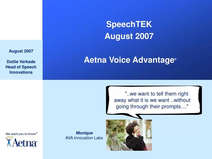speechtek august 2007 aetna voice advantage