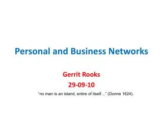 Personal and Business Networks
