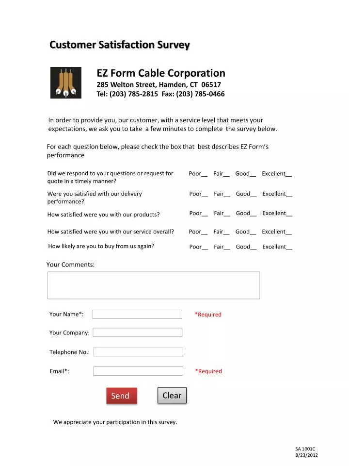 for each question below please check the box that best describes ez form s performance