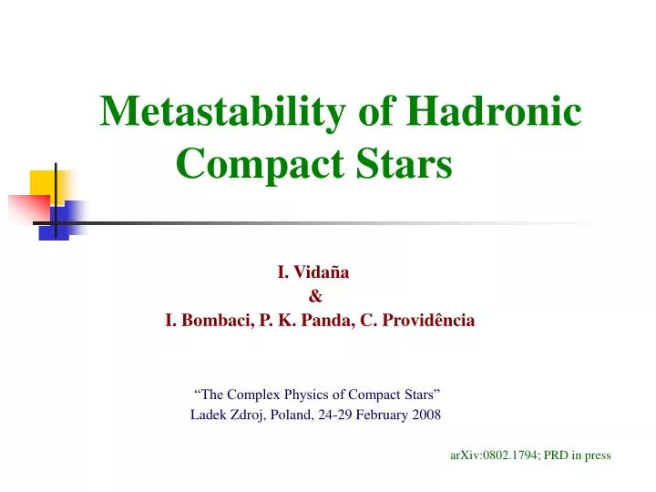 metastability of hadronic compact stars