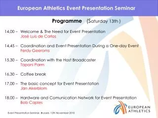 European Athletics Event Presentation Seminar