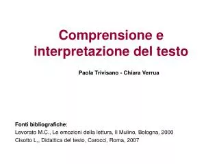 comprensione e interpretazione del testo