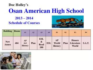 Doc Holley’s Osan American High School 2013 – 2014 Schedule of Courses