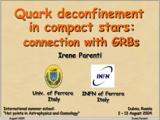 Quark deconfinement in compact stars: