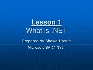 Lesson 1 What is .NET